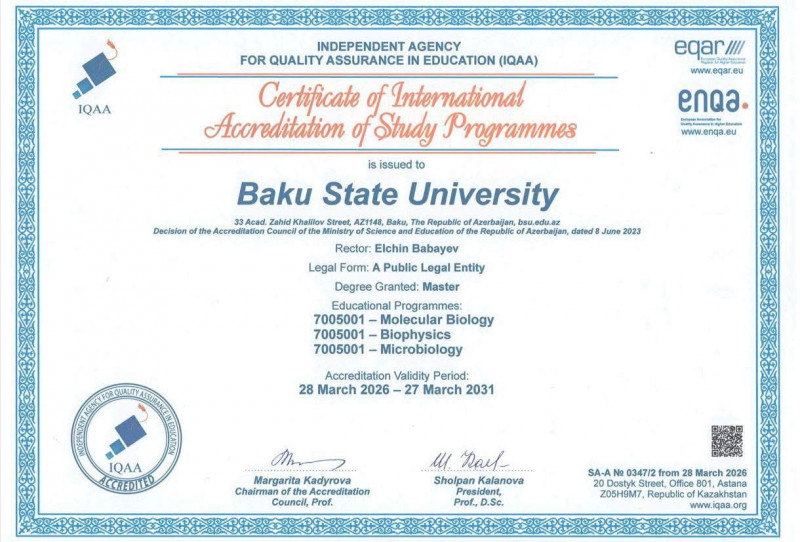 Three master’s programs of the Faculty of Biology have received international accreditation