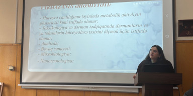 Fatimə Məcidzadə “Farmazan - dimerləşmiş hidrazon” mövzusunda məruzə ilə çıxış edib