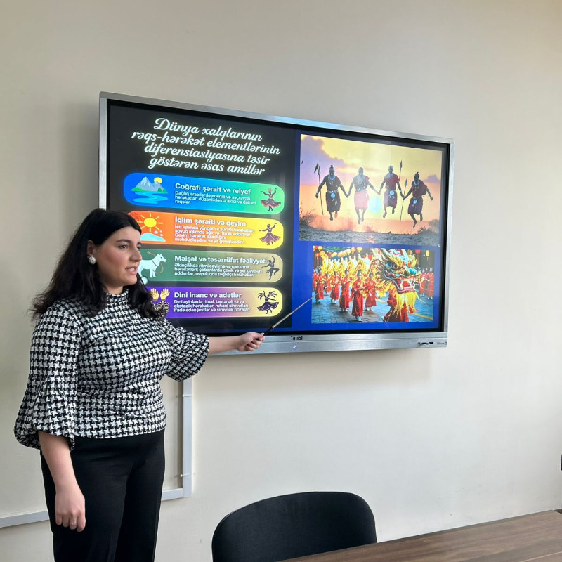 Arxeologiya və Etnoqrafiya kafedrasının Hacıyeva Elmira Əli qızının “Süni intellekt alqoritmləri vasitəsilə rəqsdə milli elementlərin aşkarlanması” mövzusunda elmi seminarı keçirilib