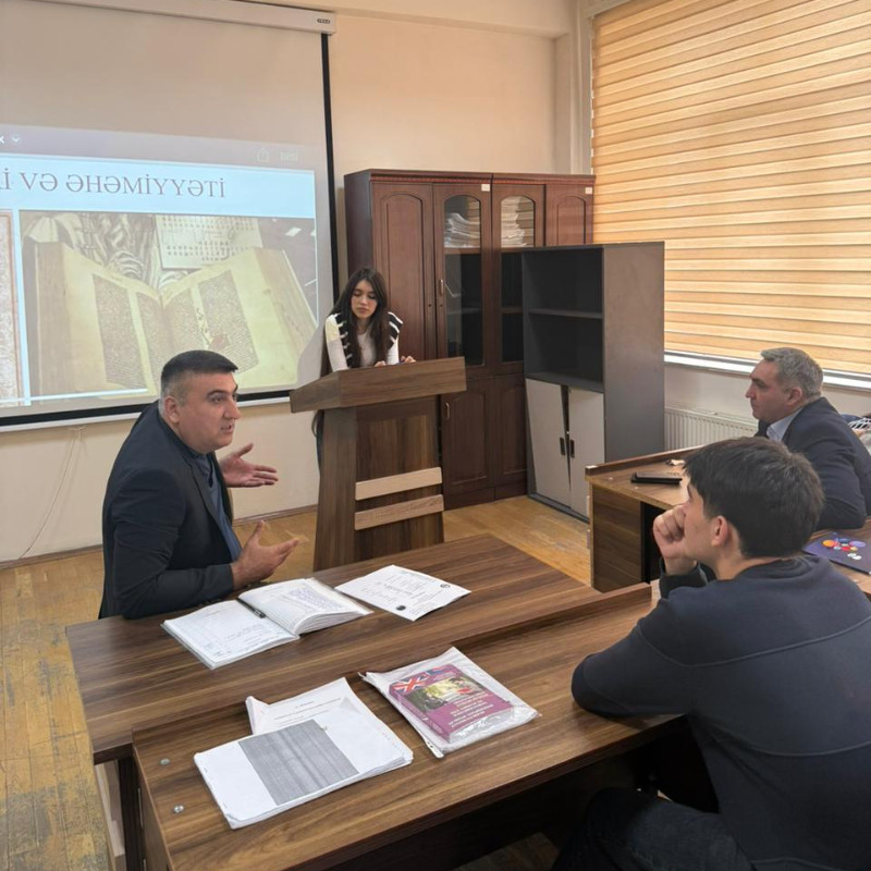Mənbəşünaslıq, tarixşünaslıq və metodika kafedrasının dosenti Nurlan Abbasovun təşkilatçılığı ilə "Azərbaycan tarixinə dair ərəbdilli və farsdilli mənbələr" mövzusunda açıq dərs keçirilmişdir