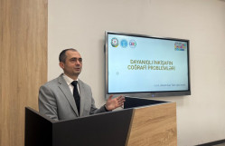 Coğrafiya İnstitutunun direktoru vəzifəsini icra edən Zaur İmrani BDU tələbələrinə ustad dərsi keçib