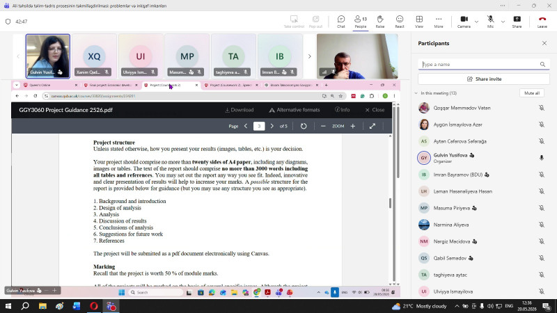 BDU-da məzun seminarı: “Ali təhsildə təlim-tədris prosesinin təkmilləşdirilməsi”