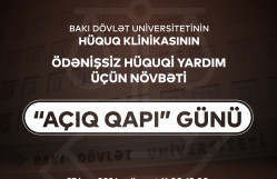 BDU-nun Hüquq Klinikası pulsuz hüquqi yardım üzrə növbəti “Açıq qapı” günü elan edir