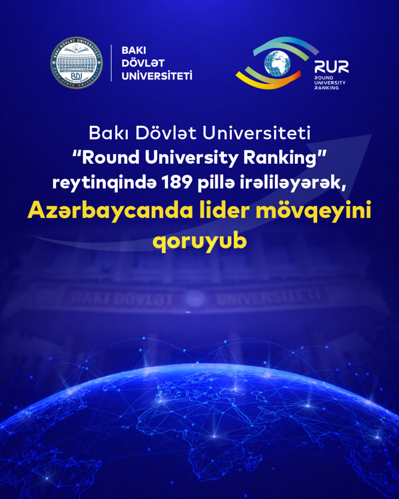 BDU “Round University Ranking” reytinqində 189 pillə irəliləyərək, Azərbaycanda lider mövqeyini qoruyub