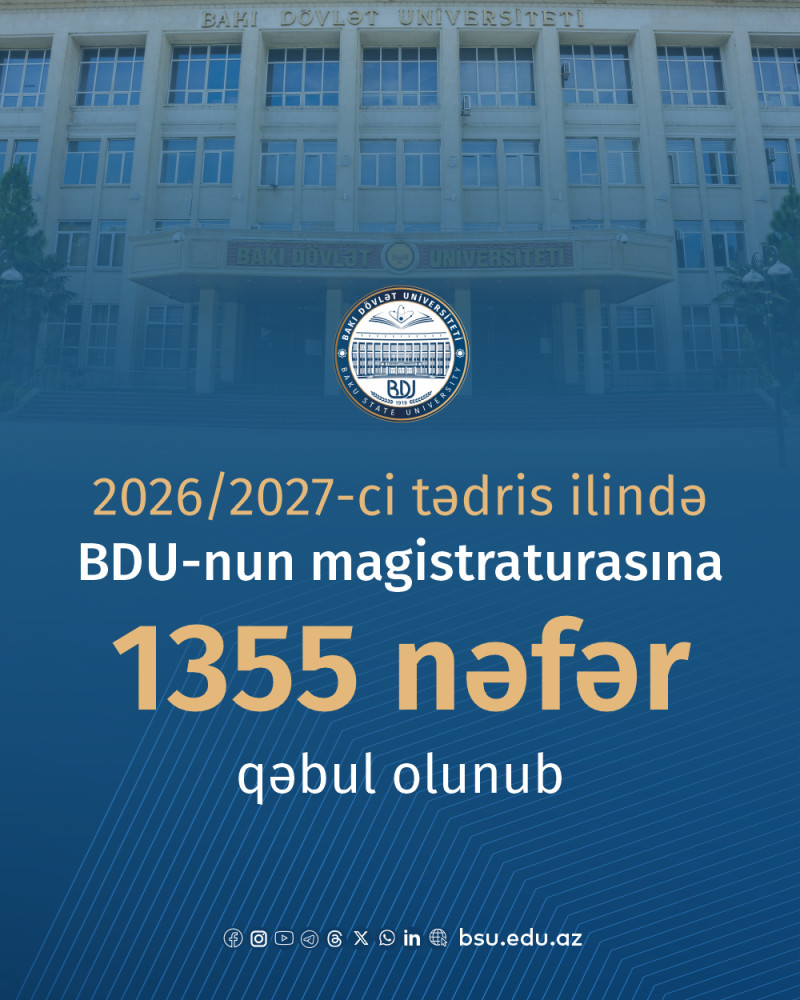 2026/2027-ci tədris ilində BDU-nun magistraturasına 1355 nəfər qəbul olunub