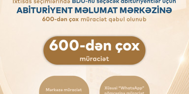 BDU-nun Abituriyent Məlumat Mərkəzinə 600-dən çox müraciət qəbul olunub