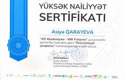 BDU tələbəsi “4Sİ Akademiyası – Milli Proqram” çərçivəsində “Özünüinkişaf çempionu” nominasiyası üzrə təltif olunub
