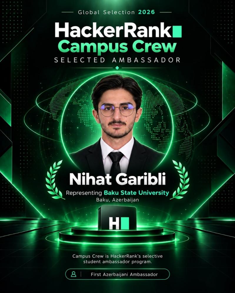 BDU əməkdaşı “HackerRank Campus Crew 2026” proqramına seçilib